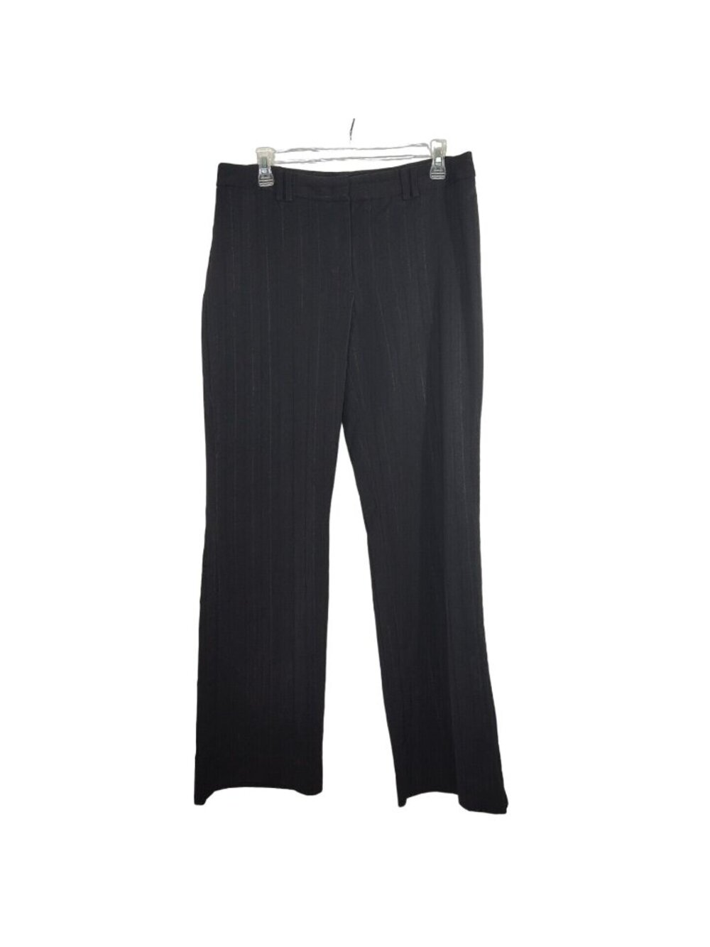 George Black Striped Metallic Dress Pants Women Size 12 Stretch Wide Leg Y2K